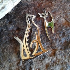 Sterling Silver Cat Pin & Pendant Set